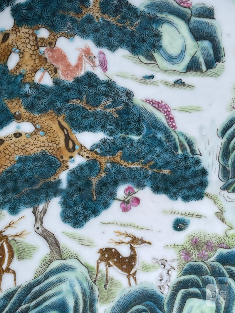 清光绪 粉彩百鹿纹大盘 - 图5
